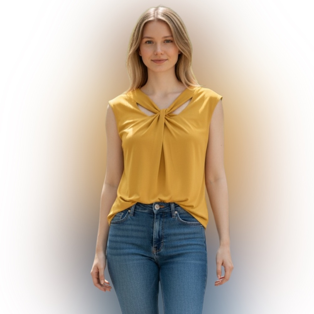 Kasper Golden Twist Front Blouse
